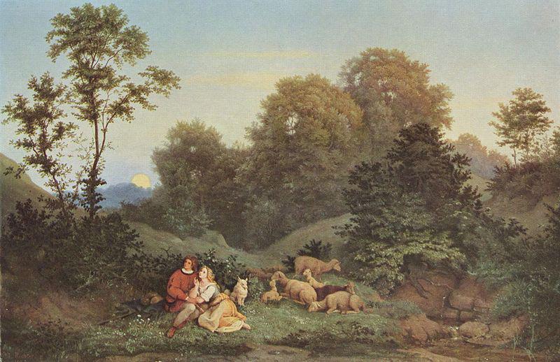 Adrian Ludwig Richter Fruhlingsabend oil painting image
